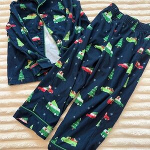 Kids Festive Pajama Set - Navy with Holiday Print